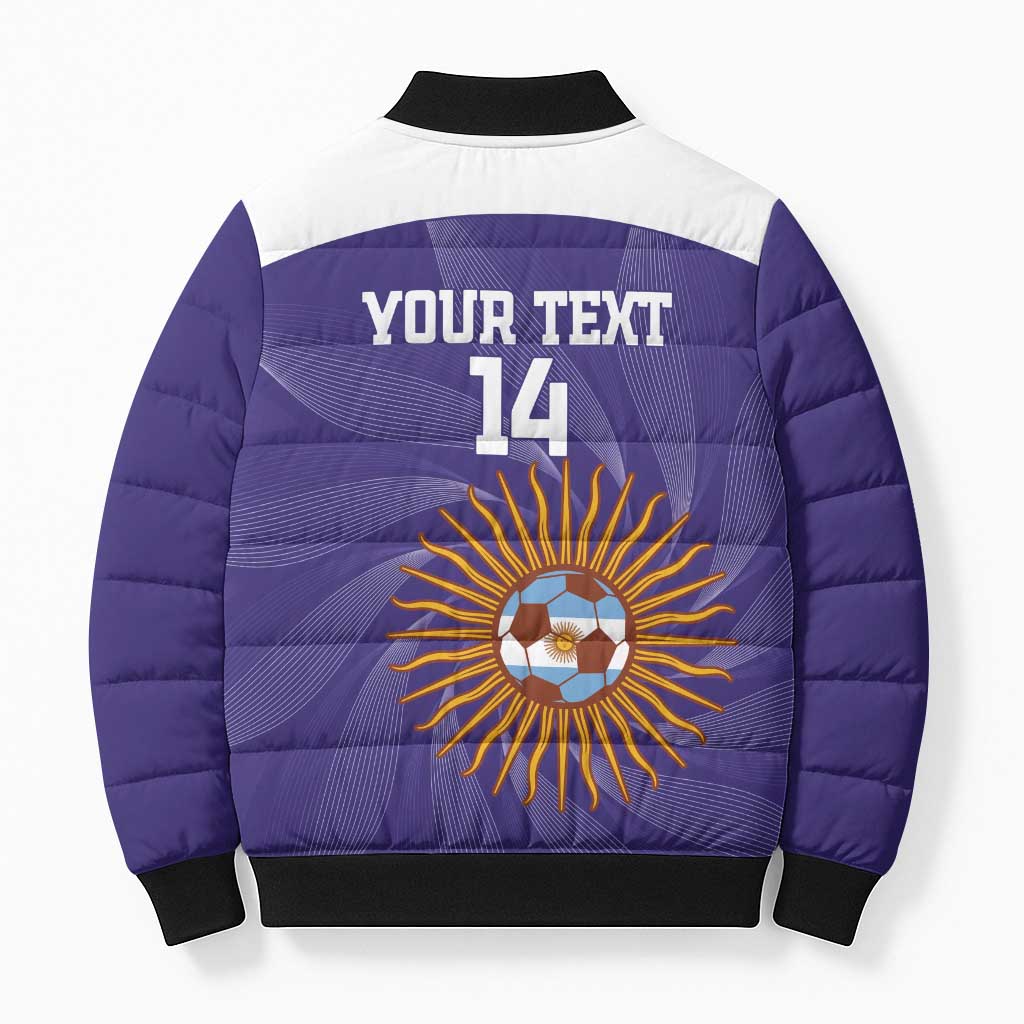 Custom Argentina Football Bomber Puffer Jacket Vamos La Albiceleste Purple Version - Wonder Print Shop