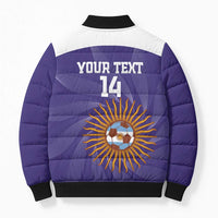 Custom Argentina Football Bomber Puffer Jacket Vamos La Albiceleste Purple Version - Wonder Print Shop