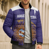 Custom Argentina Football Bomber Puffer Jacket Vamos La Albiceleste Purple Version - Wonder Print Shop