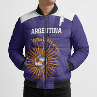 Custom Argentina Football Bomber Puffer Jacket Vamos La Albiceleste Purple Version - Wonder Print Shop