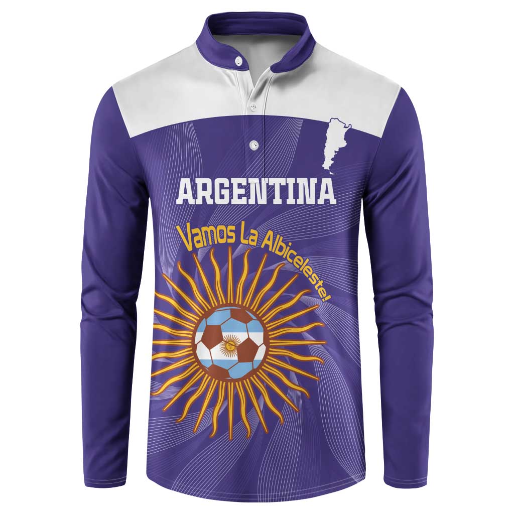 Custom Argentina Football Button Sweatshirt Vamos La Albiceleste Purple Version - Wonder Print Shop