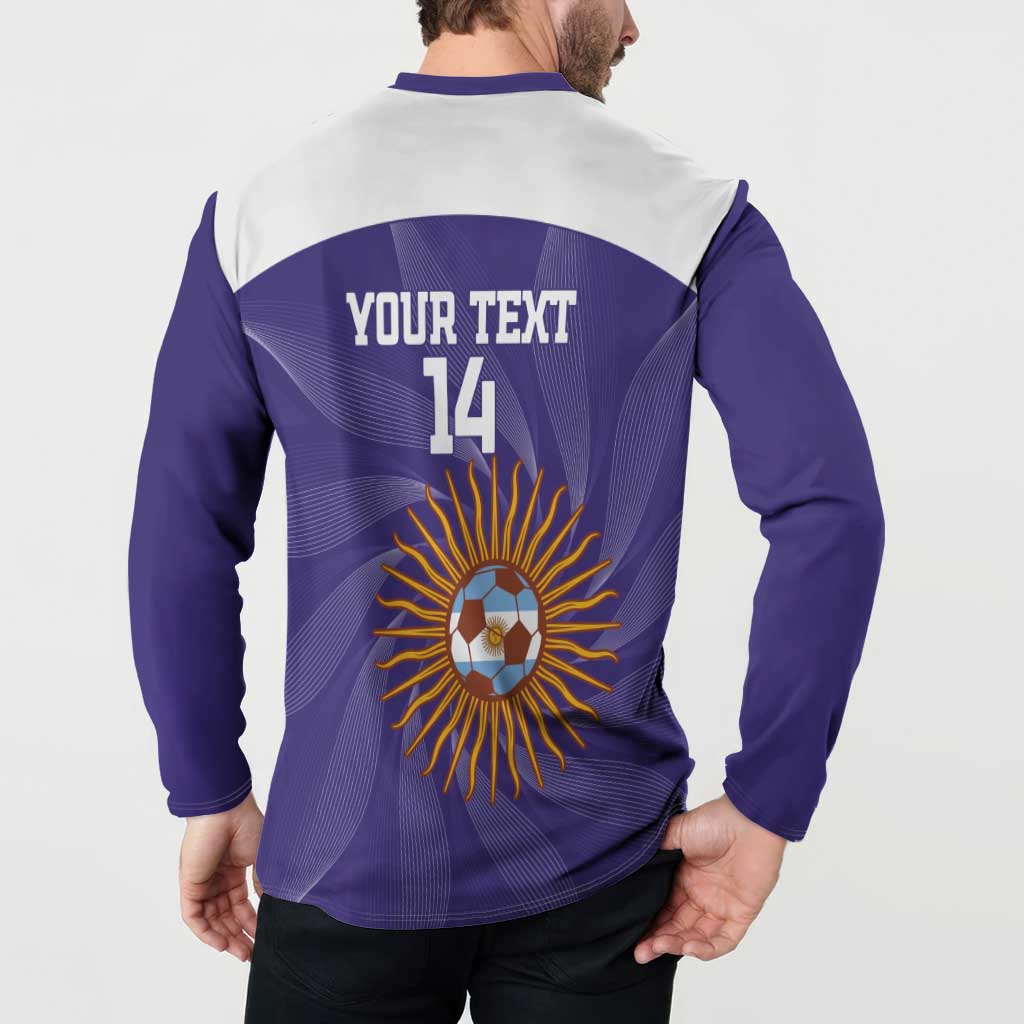 Custom Argentina Football Button Sweatshirt Vamos La Albiceleste Purple Version - Wonder Print Shop