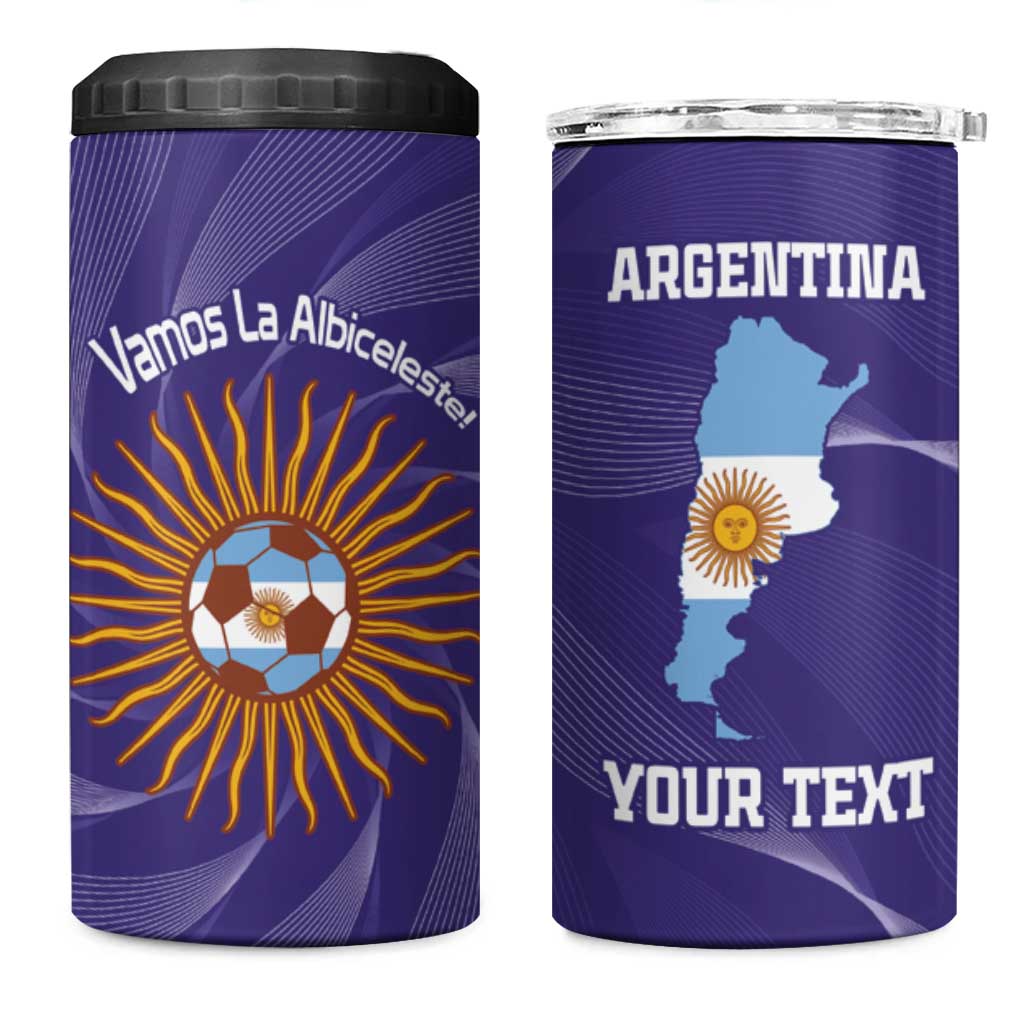 Custom Argentina Football 4 in 1 Can Cooler Tumbler Vamos La Albiceleste Purple Version - Wonder Print Shop