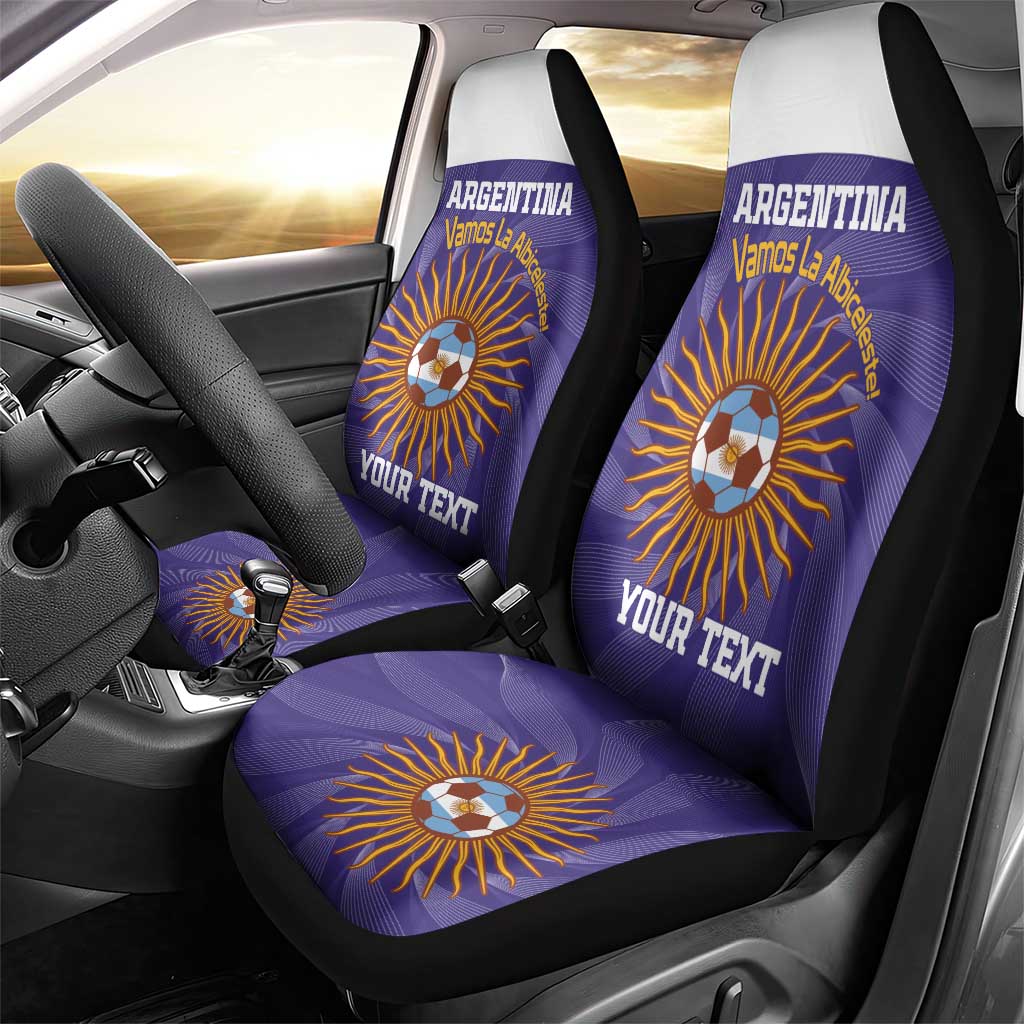 Custom Argentina Football Car Seat Cover Vamos La Albiceleste Purple Version - Wonder Print Shop