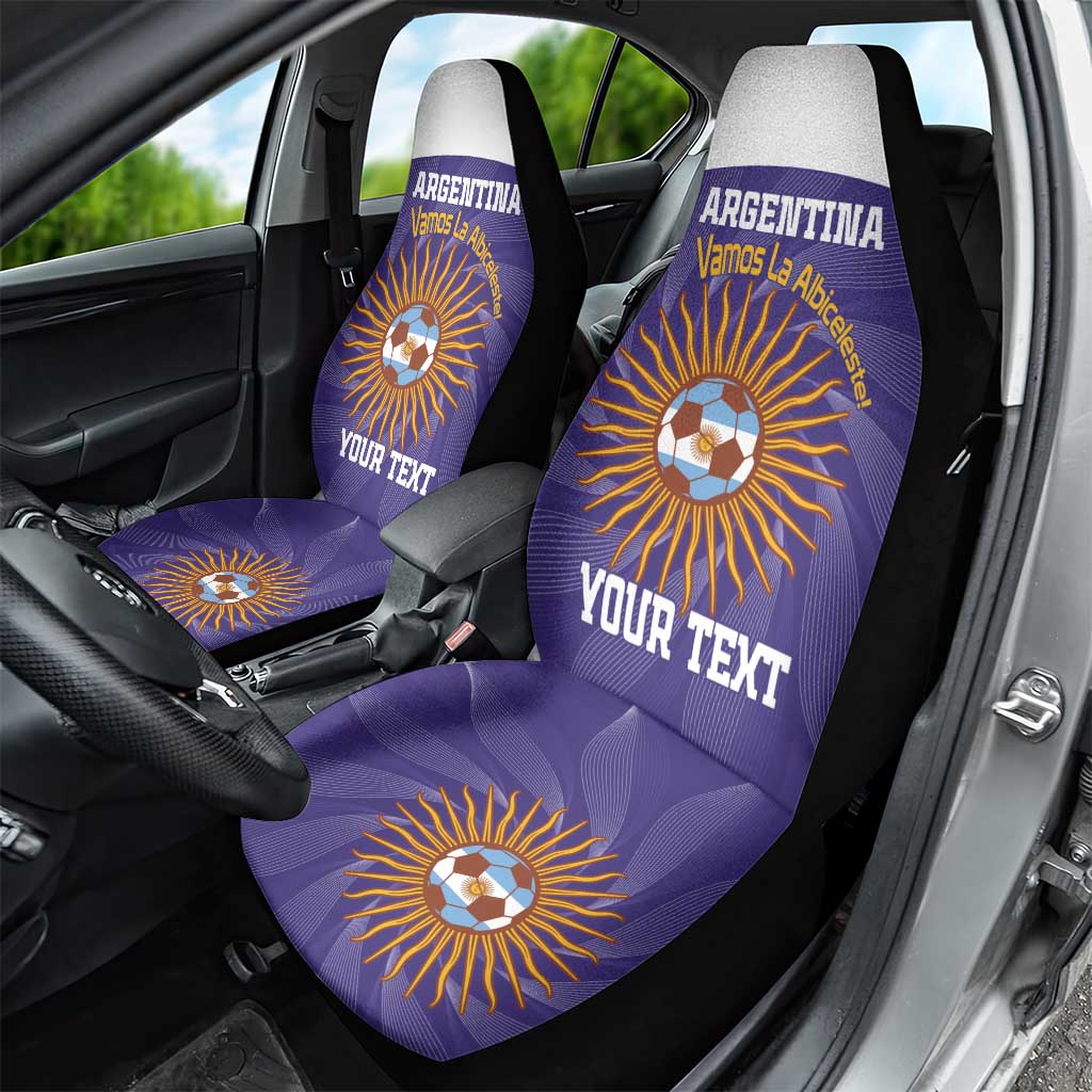 Custom Argentina Football Car Seat Cover Vamos La Albiceleste Purple Version - Wonder Print Shop