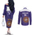 Custom Argentina Football Couples Matching Off The Shoulder Long Sleeve Dress and Long Sleeve Button Shirt Vamos La Albiceleste Purple Version - Wonder Print Shop