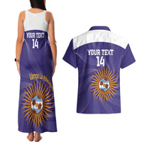 Custom Argentina Football Couples Matching Tank Maxi Dress and Hawaiian Shirt Vamos La Albiceleste Purple Version - Wonder Print Shop