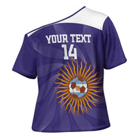 Custom Argentina Football Cross Shoulder Shirt Vamos La Albiceleste Purple Version - Wonder Print Shop