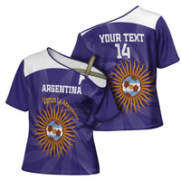 Custom Argentina Football Cross Shoulder Shirt Vamos La Albiceleste Purple Version - Wonder Print Shop