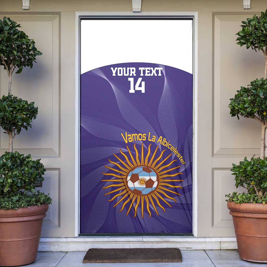 Custom Argentina Football Door Cover Vamos La Albiceleste Purple Version - Wonder Print Shop