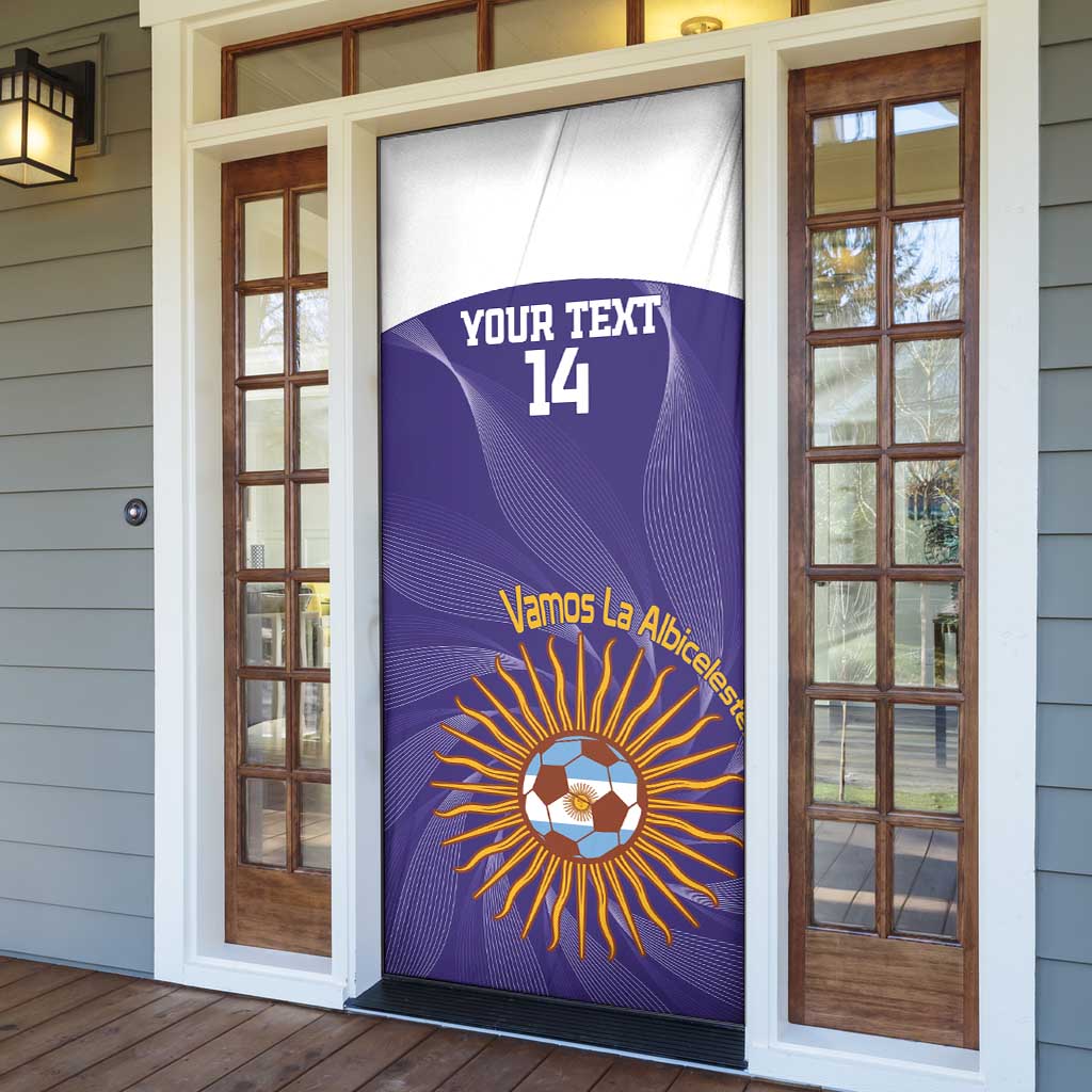 Custom Argentina Football Door Cover Vamos La Albiceleste Purple Version - Wonder Print Shop