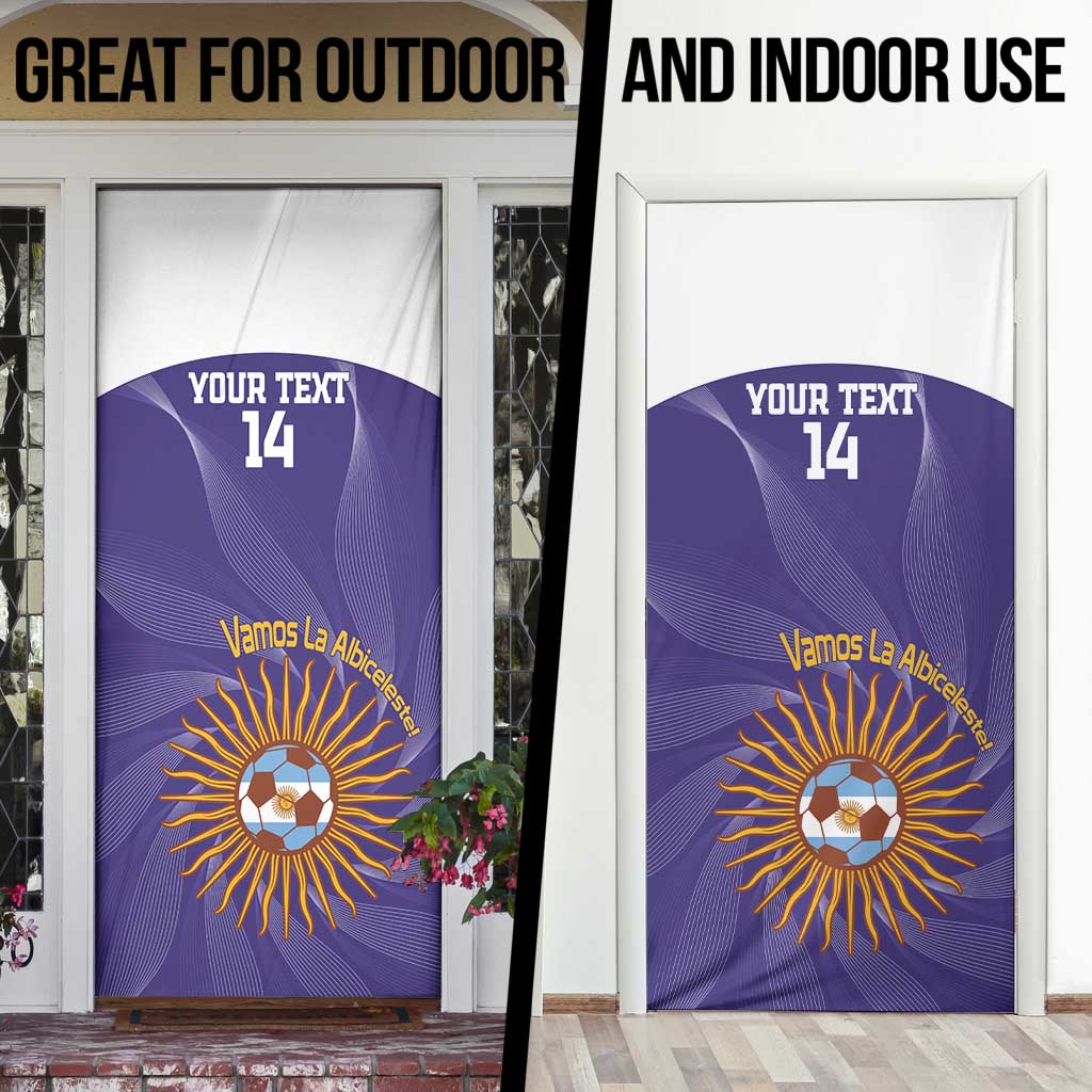 Custom Argentina Football Door Cover Vamos La Albiceleste Purple Version - Wonder Print Shop