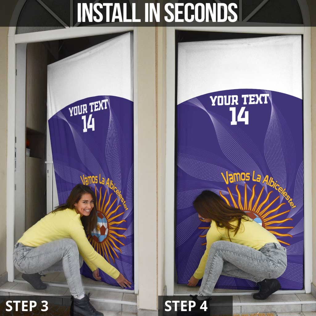 Custom Argentina Football Door Cover Vamos La Albiceleste Purple Version - Wonder Print Shop