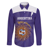 Custom Argentina Football Family Matching Long Sleeve Bodycon Dress and Hawaiian Shirt Vamos La Albiceleste Purple Version - Wonder Print Shop