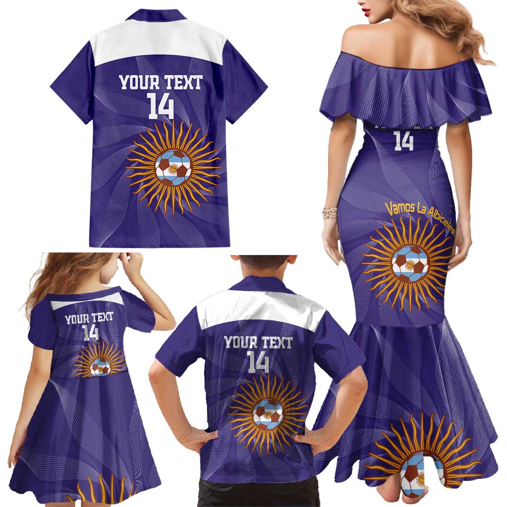 Custom Argentina Football Family Matching Mermaid Dress and Hawaiian Shirt Vamos La Albiceleste Purple Version - Wonder Print Shop