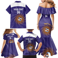 Custom Argentina Football Family Matching Mermaid Dress and Hawaiian Shirt Vamos La Albiceleste Purple Version - Wonder Print Shop