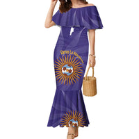 Custom Argentina Football Family Matching Mermaid Dress and Hawaiian Shirt Vamos La Albiceleste Purple Version - Wonder Print Shop