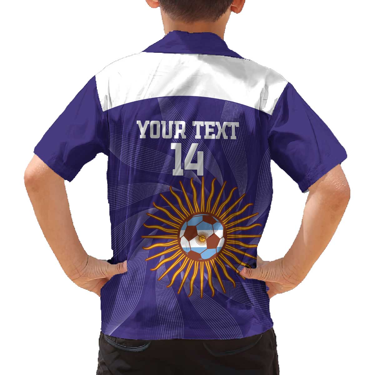 Custom Argentina Football Family Matching Off The Shoulder Long Sleeve Dress and Hawaiian Shirt Vamos La Albiceleste Purple Version - Wonder Print Shop