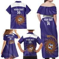 Custom Argentina Football Family Matching Off Shoulder Maxi Dress and Hawaiian Shirt Vamos La Albiceleste Purple Version - Wonder Print Shop