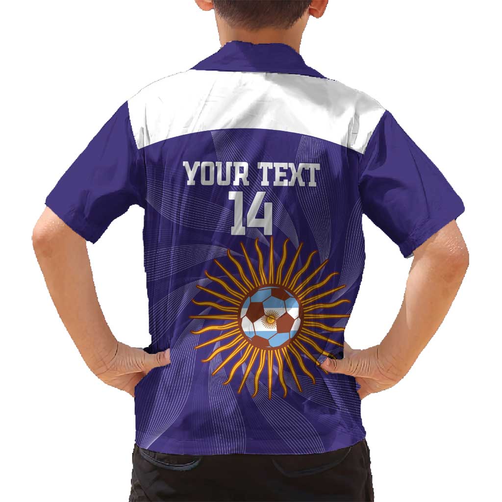 Custom Argentina Football Family Matching Off Shoulder Short Dress and Hawaiian Shirt Vamos La Albiceleste Purple Version - Wonder Print Shop