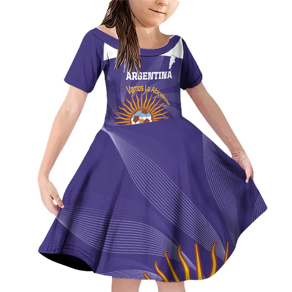 Custom Argentina Football Family Matching Off Shoulder Short Dress and Hawaiian Shirt Vamos La Albiceleste Purple Version - Wonder Print Shop
