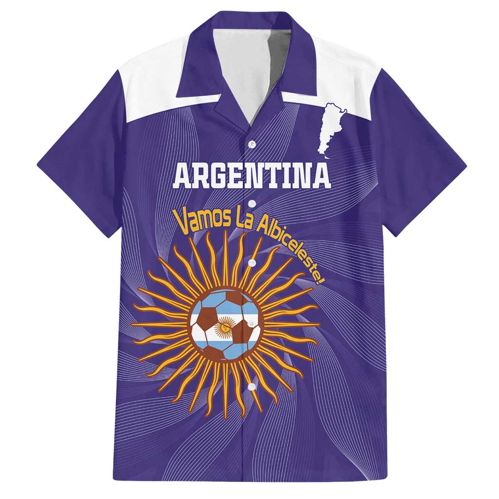 Custom Argentina Football Family Matching Off Shoulder Short Dress and Hawaiian Shirt Vamos La Albiceleste Purple Version - Wonder Print Shop