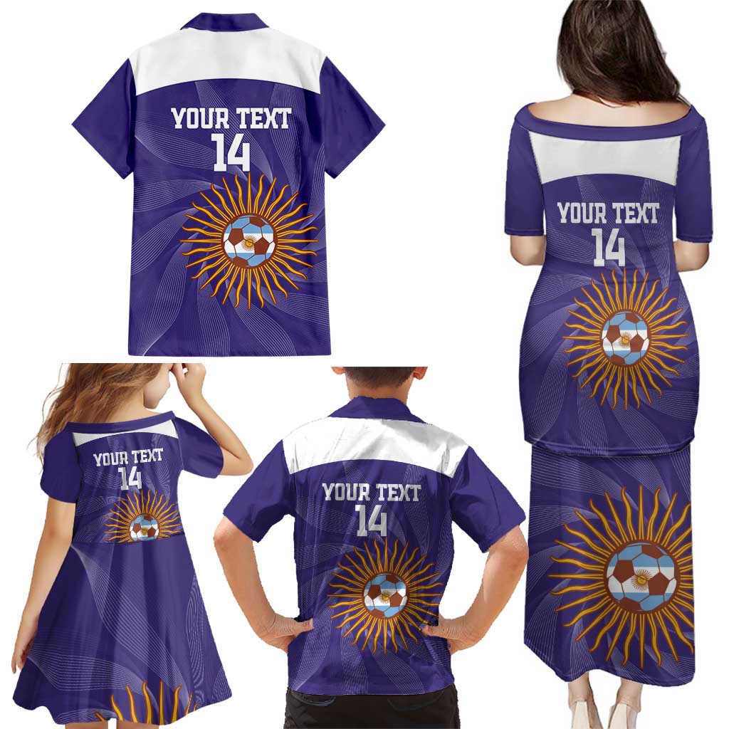 Custom Argentina Football Family Matching Puletasi and Hawaiian Shirt Vamos La Albiceleste Purple Version - Wonder Print Shop