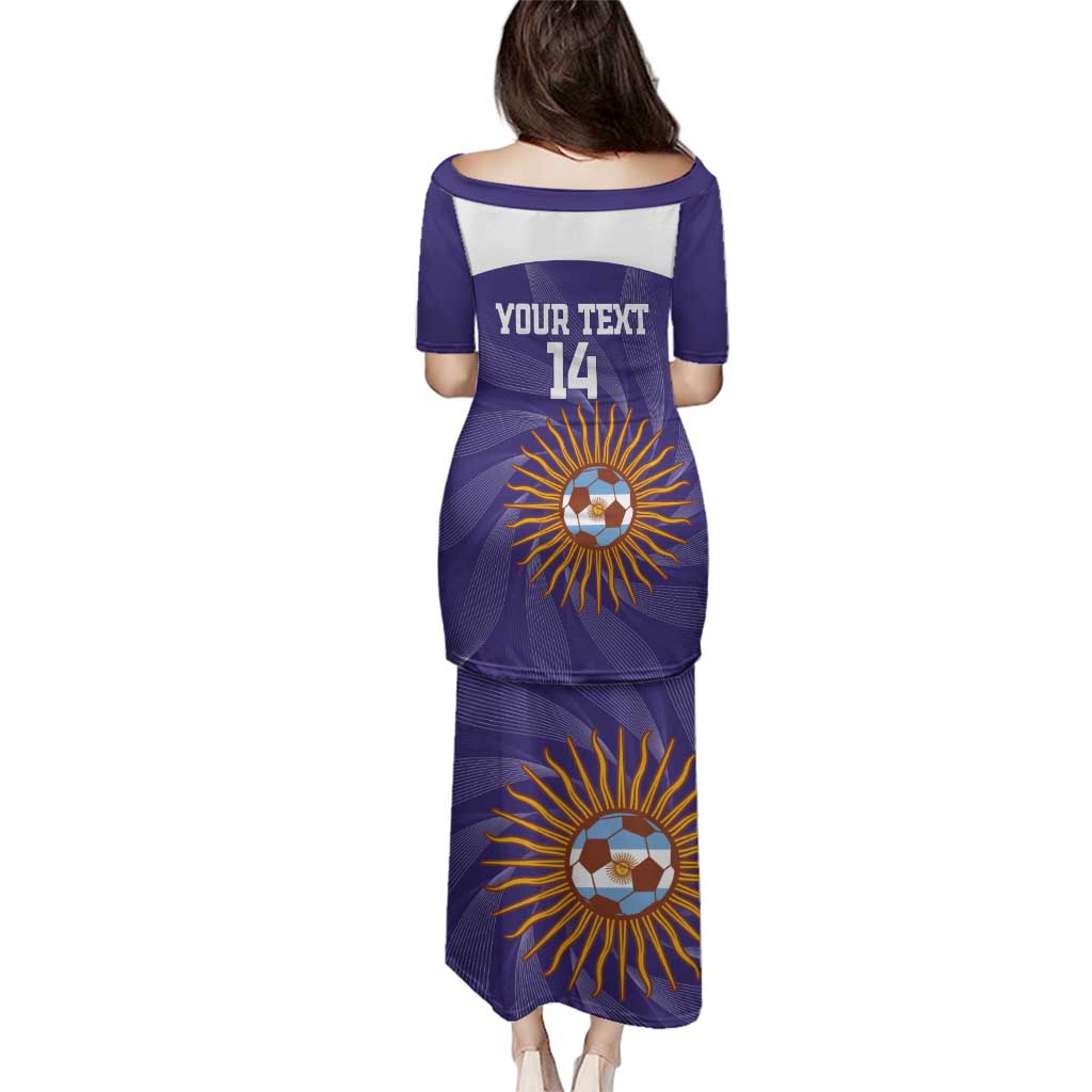 Custom Argentina Football Family Matching Puletasi and Hawaiian Shirt Vamos La Albiceleste Purple Version - Wonder Print Shop