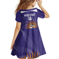Custom Argentina Football Family Matching Short Sleeve Bodycon Dress and Hawaiian Shirt Vamos La Albiceleste Purple Version - Wonder Print Shop