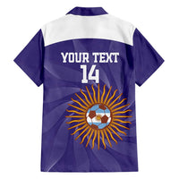 Custom Argentina Football Family Matching Short Sleeve Bodycon Dress and Hawaiian Shirt Vamos La Albiceleste Purple Version - Wonder Print Shop