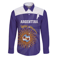 Custom Argentina Football Family Matching Short Sleeve Bodycon Dress and Hawaiian Shirt Vamos La Albiceleste Purple Version - Wonder Print Shop