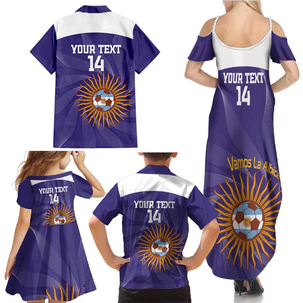 Custom Argentina Football Family Matching Summer Maxi Dress and Hawaiian Shirt Vamos La Albiceleste Purple Version - Wonder Print Shop