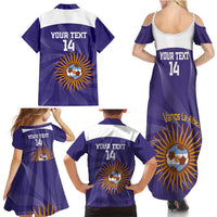 Custom Argentina Football Family Matching Summer Maxi Dress and Hawaiian Shirt Vamos La Albiceleste Purple Version - Wonder Print Shop