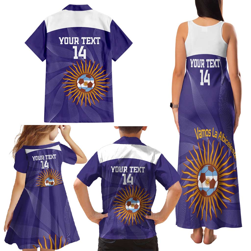 Custom Argentina Football Family Matching Tank Maxi Dress and Hawaiian Shirt Vamos La Albiceleste Purple Version - Wonder Print Shop