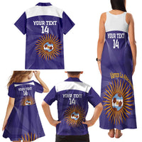 Custom Argentina Football Family Matching Tank Maxi Dress and Hawaiian Shirt Vamos La Albiceleste Purple Version - Wonder Print Shop