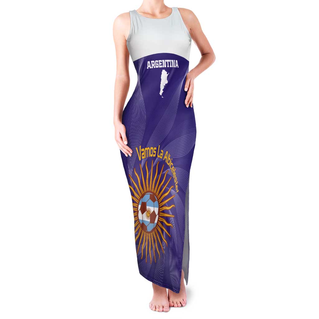Custom Argentina Football Family Matching Tank Maxi Dress and Hawaiian Shirt Vamos La Albiceleste Purple Version - Wonder Print Shop