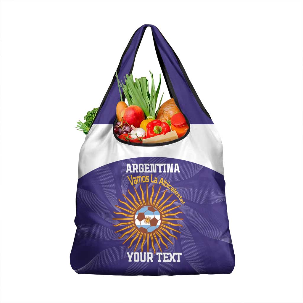 Custom Argentina Football Grocery Bag Vamos La Albiceleste Purple Version - Wonder Print Shop
