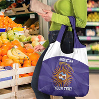 Custom Argentina Football Grocery Bag Vamos La Albiceleste Purple Version - Wonder Print Shop