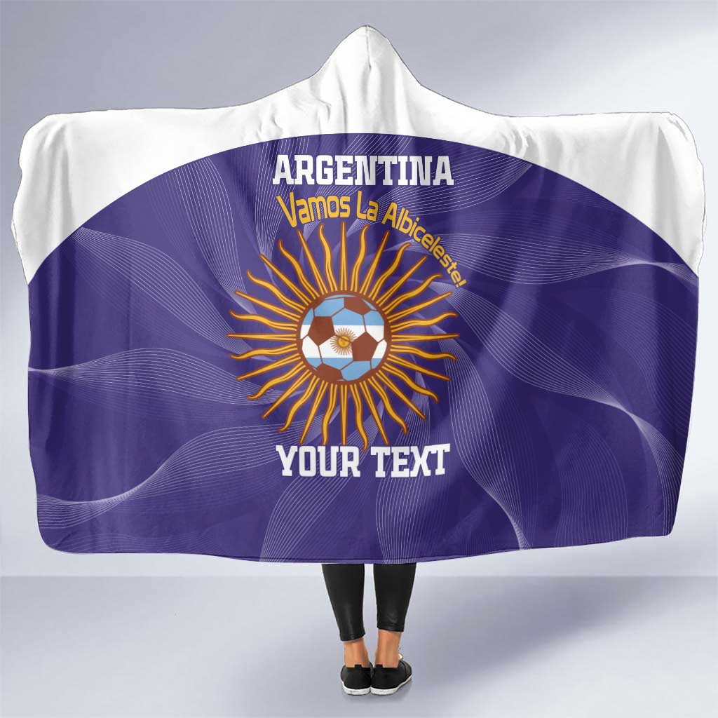 Custom Argentina Football Hooded Blanket Vamos La Albiceleste Purple Version - Wonder Print Shop