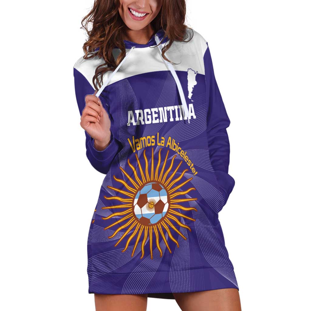 Custom Argentina Football Hoodie Dress Vamos La Albiceleste Purple Version - Wonder Print Shop
