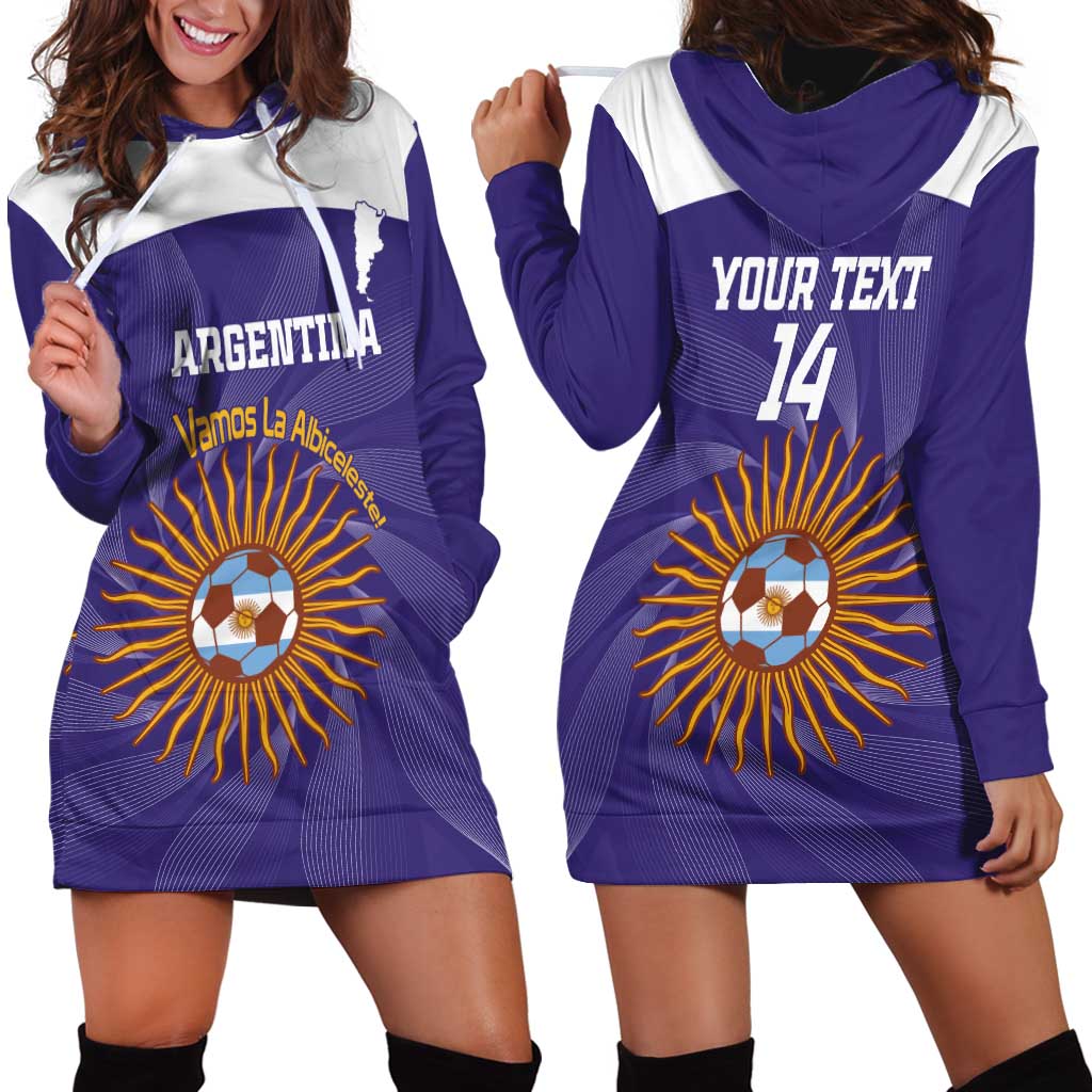 Custom Argentina Football Hoodie Dress Vamos La Albiceleste Purple Version - Wonder Print Shop