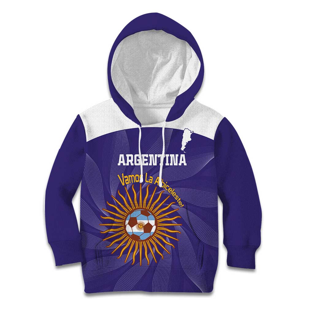 Custom Argentina Football Kid Hoodie Vamos La Albiceleste Purple Version - Wonder Print Shop