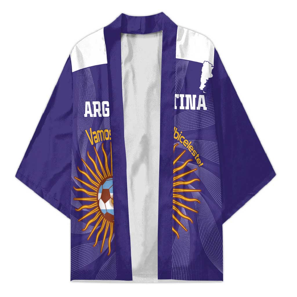 Custom Argentina Football Kimono Vamos La Albiceleste Purple Version - Wonder Print Shop
