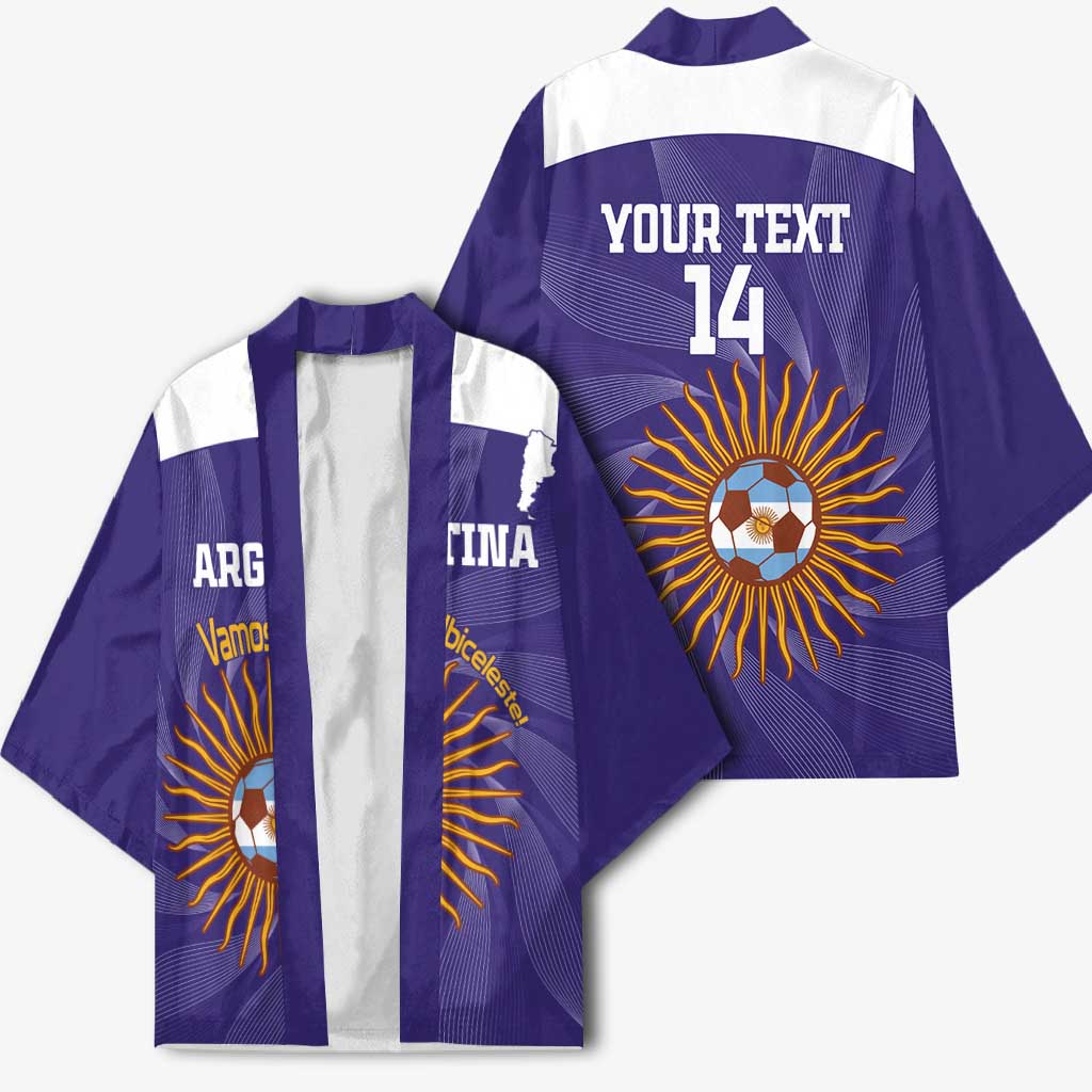 Custom Argentina Football Kimono Vamos La Albiceleste Purple Version - Wonder Print Shop