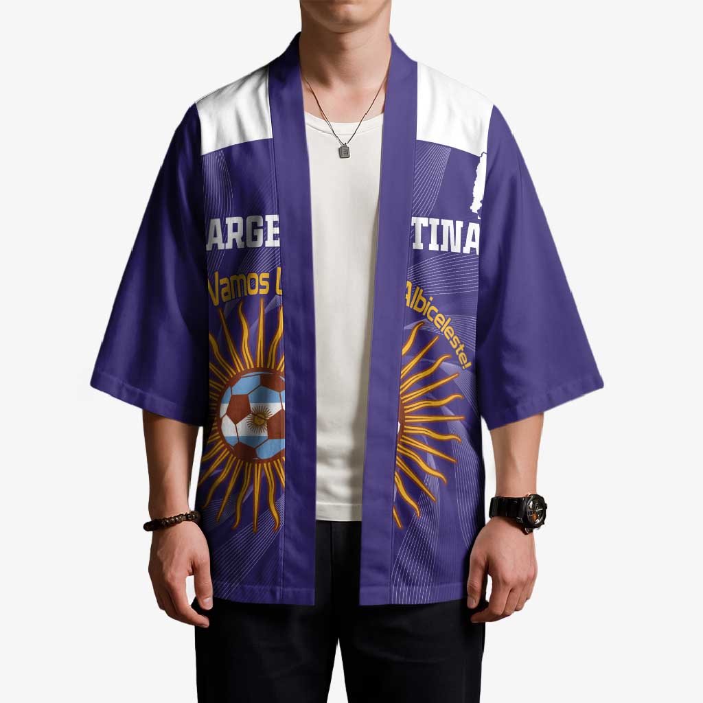 Custom Argentina Football Kimono Vamos La Albiceleste Purple Version - Wonder Print Shop
