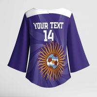 Custom Argentina Football Kimono Sleeve Blouse Vamos La Albiceleste Purple Version - Wonder Print Shop