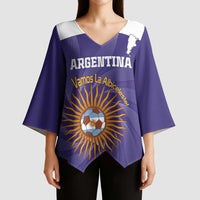 Custom Argentina Football Kimono Sleeve Blouse Vamos La Albiceleste Purple Version - Wonder Print Shop