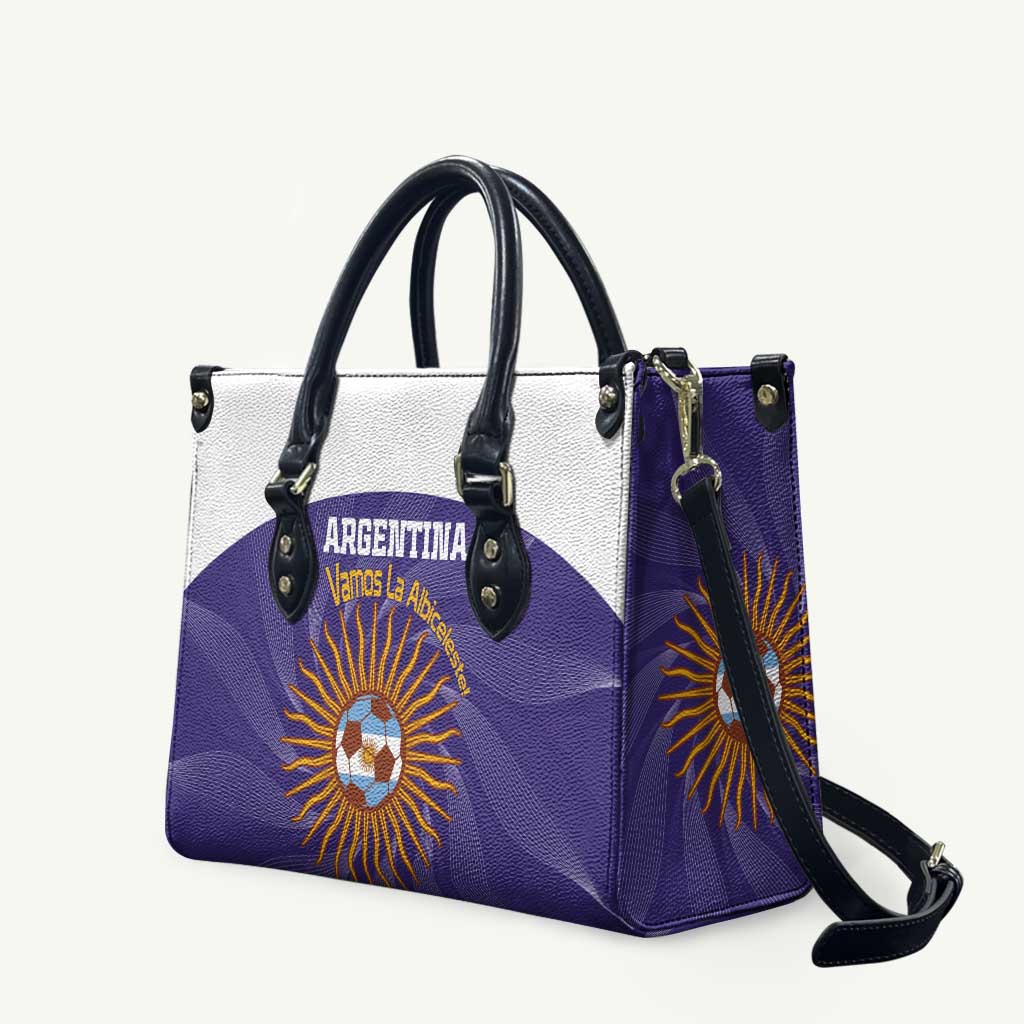 Custom Argentina Football Leather Bag Vamos La Albiceleste Purple Version - Wonder Print Shop