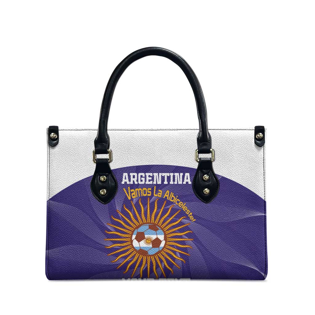 Custom Argentina Football Leather Bag Vamos La Albiceleste Purple Version - Wonder Print Shop