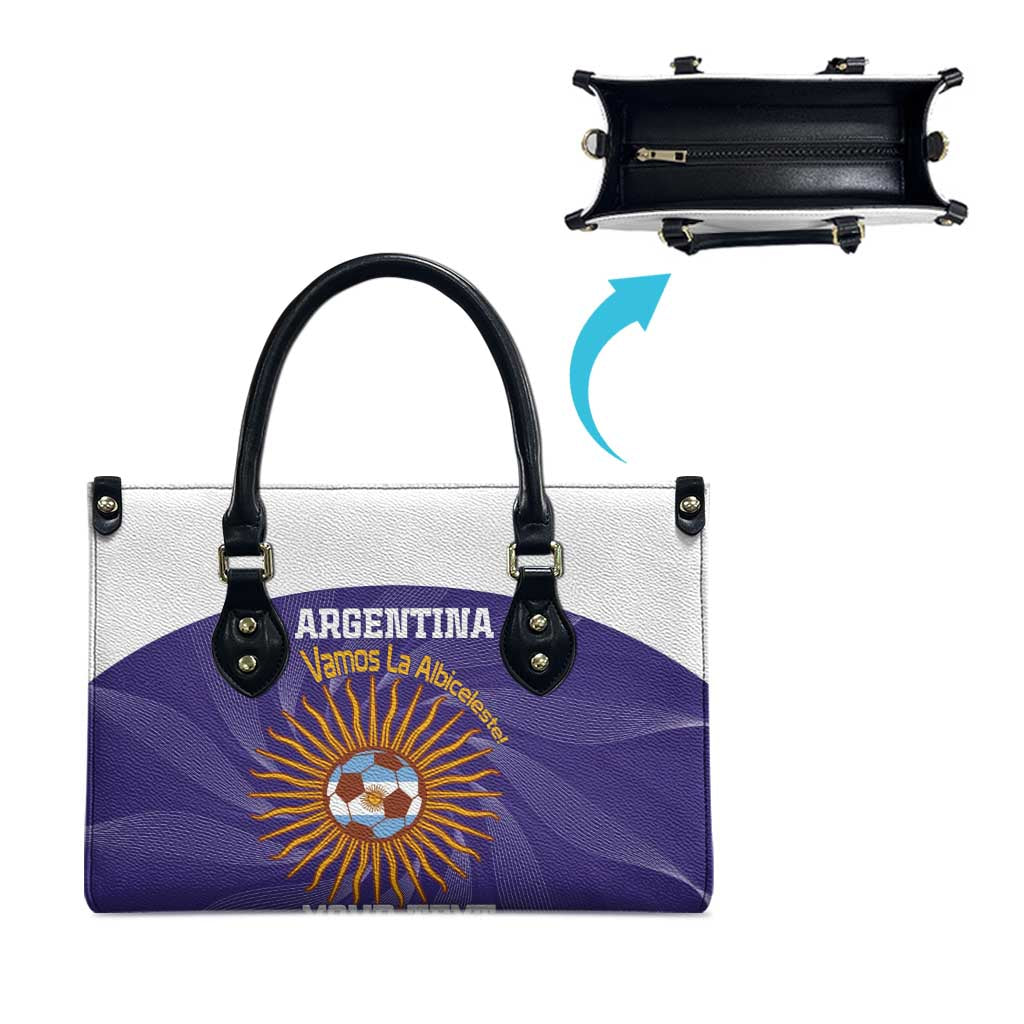 Custom Argentina Football Leather Bag Vamos La Albiceleste Purple Version - Wonder Print Shop